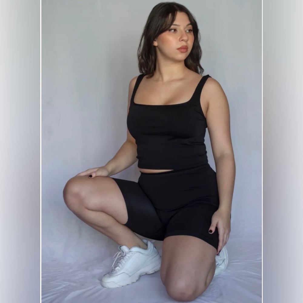 Black biker shorts and tank set